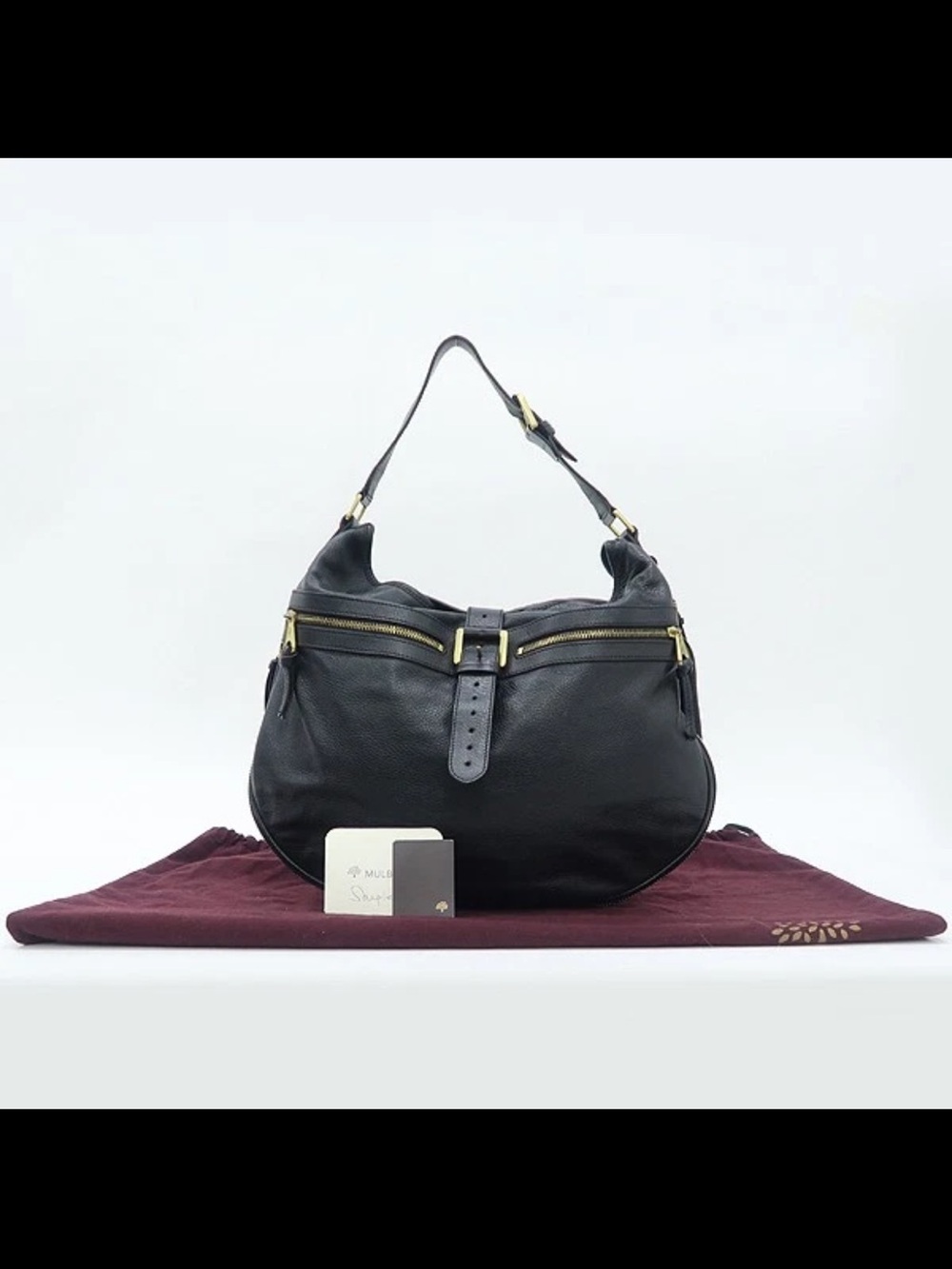Mulberry Black Leather Hobo with Gold Hardware